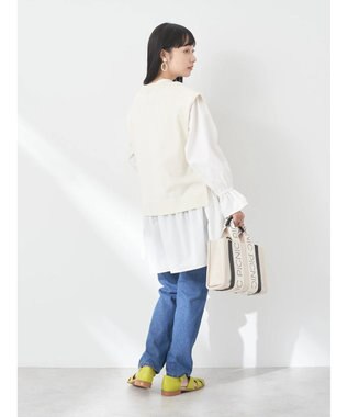 earth music&ecology ＳＥＴ２点Ｖネックベスト＋スタンドカラーチュニック Ivory