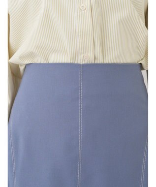 earth music&ecology 配色ステッチパネルフレアスカート Blue