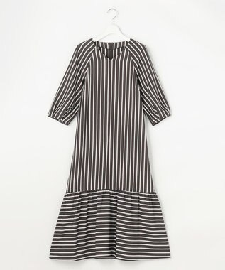 自由区 ビスコースナイロンドビーストライプ ワンピース ブラウン系