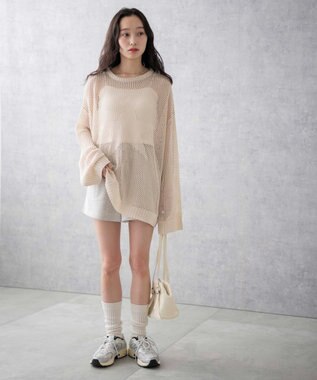 WEGO スターメッシュニットプルオーバー ホワイトアイボリー