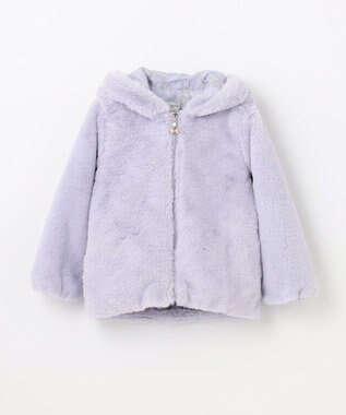 ANY KIDS アニマル耳ボアブルゾン サックスブルー×ネコ耳