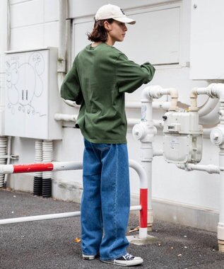 WEGO ピグメントクルーネックロンT カーキ