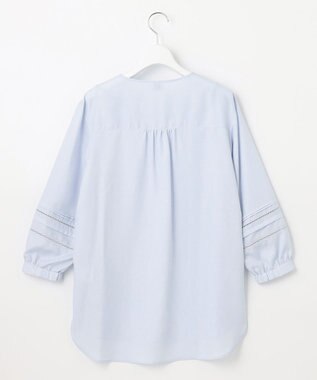 J.PRESS LADIES 【洗える】ポリエステルスパンソフトクロス レース ブラウス サックスブルー系