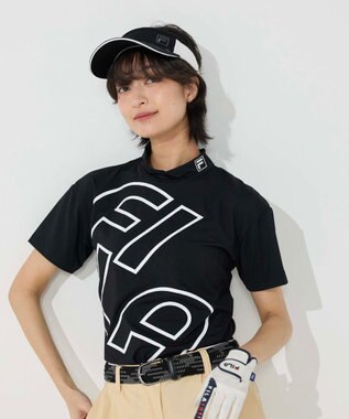 FILA GOLF／marie claire 【FILA GOLF】 シンプルロゴ半袖モックネックシャツ ブラック