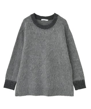 AMERICAN HOLIC 起毛バイカラーニットプルオーバー Charcoal Gray