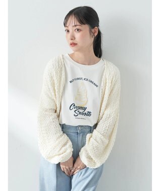 earth music&ecology ぽこぽこドロストカーディガン Ivory