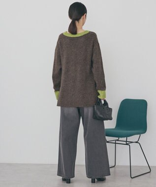 AMERICAN HOLIC 起毛バイカラーニットプルオーバー Brown