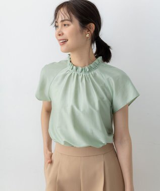 組曲 カールマイヤーハイネック ブラウス グラスグリーン系