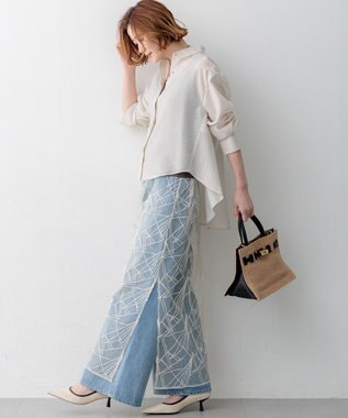 23区 L 【SLOW/一部店舗限定】ワイドシルエット デニム パンツ スカイブルー系