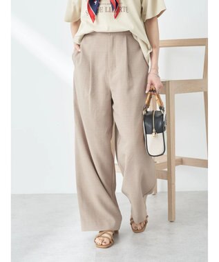 earth music&ecology タックワイドパンツ Beige