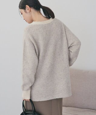 AMERICAN HOLIC 起毛バイカラーニットプルオーバー Beige