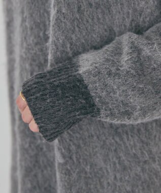 AMERICAN HOLIC 起毛バイカラーニットプルオーバー Charcoal Gray