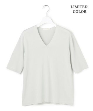 ICB L 【先行予約・WEB限定カラーあり】 シンセティックハイゲージ 半袖Vネックニット アイスグレー［WEB限定］