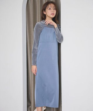 Feroux 【洗える】ベロア ハイネックトップス ライトグレー系