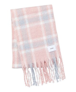 MOONBAT estaa ボリュームマフラー クラシックチェック／手洗い可 ペールピンク