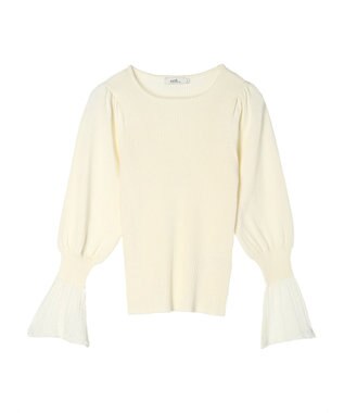 earth music&ecology 袖ポイントニットプルオーバー Ivory