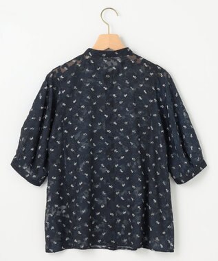 組曲 【WEB限定】フラワーボーダージャカードプリント ブラウス ネイビー系5