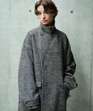 uncrave ロング チェスターコート（uncrave WHITE） へリンボーンブラック