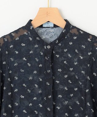 組曲 【WEB限定】フラワーボーダージャカードプリント ブラウス ネイビー系5