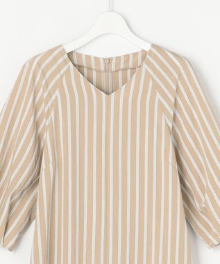 自由区 ビスコースナイロンドビーストライプ ワンピース ベージュ系