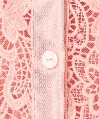 自由区 【洗える】レースコンビニット カーディガン ライトピンク