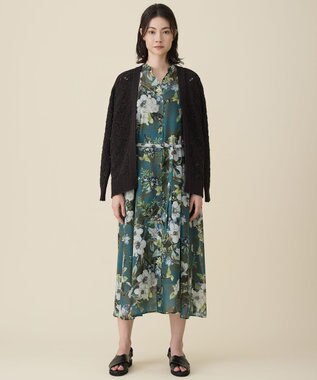 自由区 S ボタニカルプリント ワンピース ターコイズ系