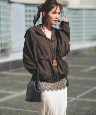 23区 L 【SLOW/一部店舗限定】ナイロン パーカー ブルゾン ダークブラウン系