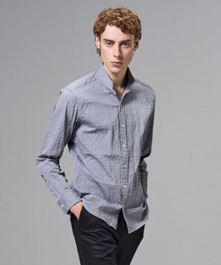 JOSEPH HOMME 新柄【オリジナル素材】ラティスジャガードストレッチ　ウィングカラーシャツ ライトグレー系