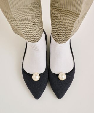 steppi 【洗える/防臭】パール付 メリノウール ポインテッドパンプス チャコールグレー