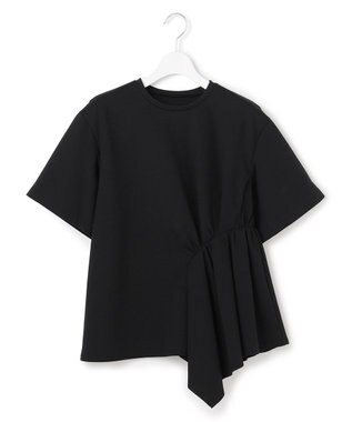 23区 【エステータ】コットンコンプレッシャージャージー タックデザイン カットソー ブラック系