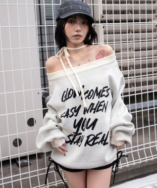 WEGO 2WAYショルダーリボンニット ホワイト