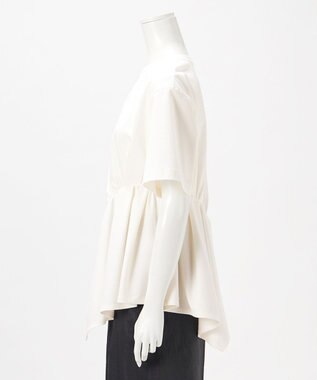 23区 【エステータ】コットンコンプレッシャージャージー タックデザイン カットソー ホワイト系