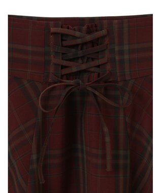 earth music&ecology バックレースアップチェックスカート Bordeaux