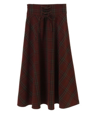 earth music&ecology バックレースアップチェックスカート Bordeaux
