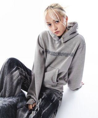 WEGO 【ユニセックス着用ITEM】コンパクトフィットロゴプルパーカー グレー