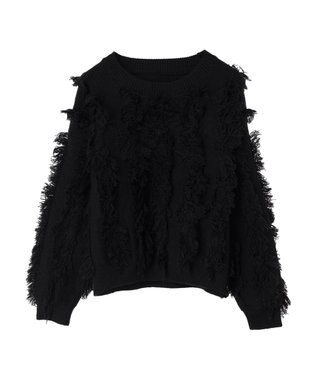 CRAFT STANDARD BOUTIQUE ボリュームフリンジニットプルオーバー Black