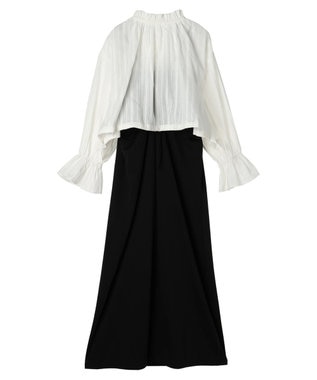 earth music&ecology ＳＥＴ２点ドビーショートブラウス＋キャミワンピース Black