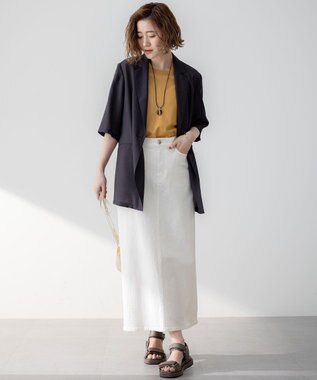 23区 【Oggi3月号掲載/新色追加/洗える】23区DENIM ストレッチ デニムスカート ホワイト系