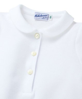 MIKI HOUSE HOT BISCUITS 【95-130cm】カノコ素材の丸衿半袖ポロシャツ 白