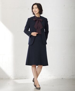 J.PRESS LADIES S T/Rアルガンシルク フレア スカート ネイビー系