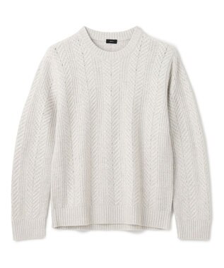 JOSEPH HOMME メランジヘリンボンストライプ　ケーブルニット ホワイト系