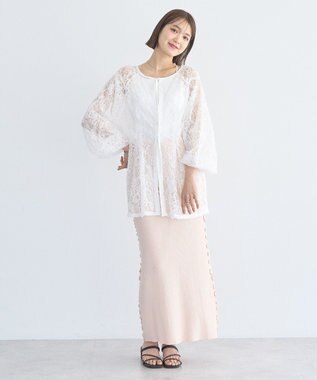 earth music&ecology レースフラワーブラウス Off White