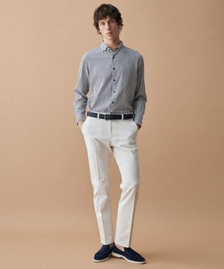 JOSEPH ABBOUD 【イージーケア・JAPANファブリック】ブロックストライプ シャツ ネイビー系1