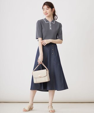 ANY SIS 【UVケア】ポロ襟 プルオーバー スレート