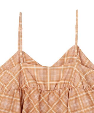 Green Parks ペプラムチェックキャミワンピース Orange