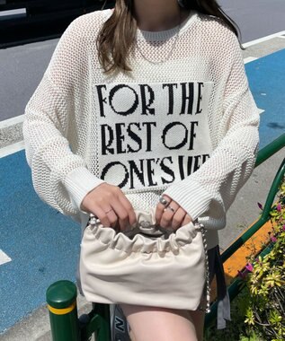 WEGO ジャガードメッシュニットビッグプルオーバー ホワイト