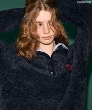 AMERICAN HOLIC 【PIZZA PLANET】衿付きニットプルオーバー Black