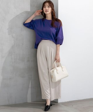 ANY SIS S 【撥水・汗ジミ防止・UVケア・洗える】スーピマスムース クロップド Tシャツ ダークブルー