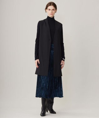 ICB 【洗える】 シアーベルベット プリーツスカート スレートブルー系