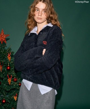 AMERICAN HOLIC 【PIZZA PLANET】衿付きニットプルオーバー Black